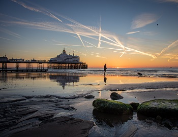 Beach at lowtide at sunrise